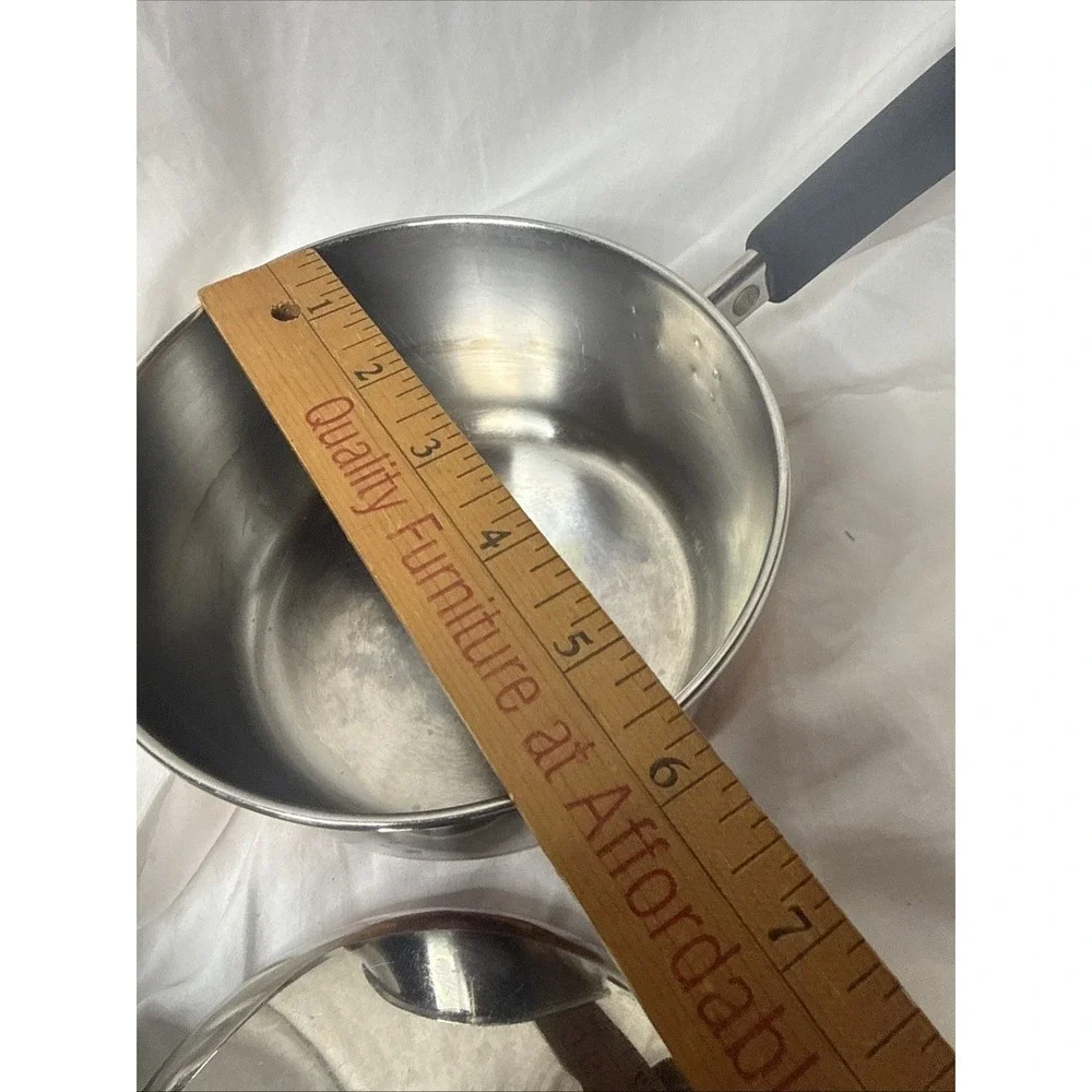 Vintage Revere Ware Sauce Pot Pan 2 Stainless Copper Clad 1 1/2 QT 1QT & Lids